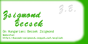 zsigmond becsek business card